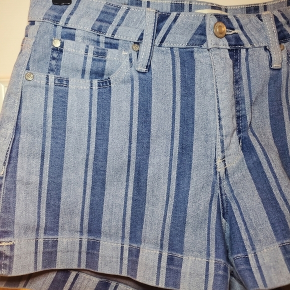 SHYANNE Woman’s Striped High Rise Denim Shorts Sz 32 - Picture 5 of 11